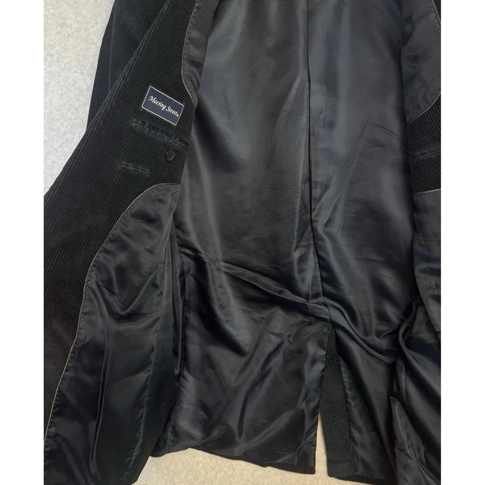 Meeting Street 100%‎ Cotton Corduroy Blazer Navy Blue Size 44L Two-Button Jacket